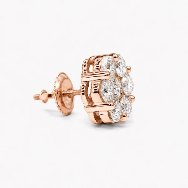 Erkals Jewellers Flower Stud Earrings 18K Gold 4.00ctw