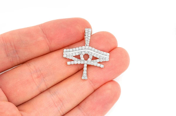 1.40ct Diamond Eye Of Ra Pendant 18K Solid Gold