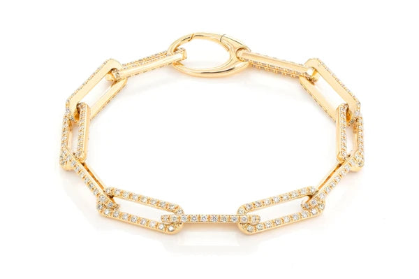 Erkals Jewellers Diamond Bezel Set Elongated Rolo Link Bracelet 18K Gold 3.25ctw