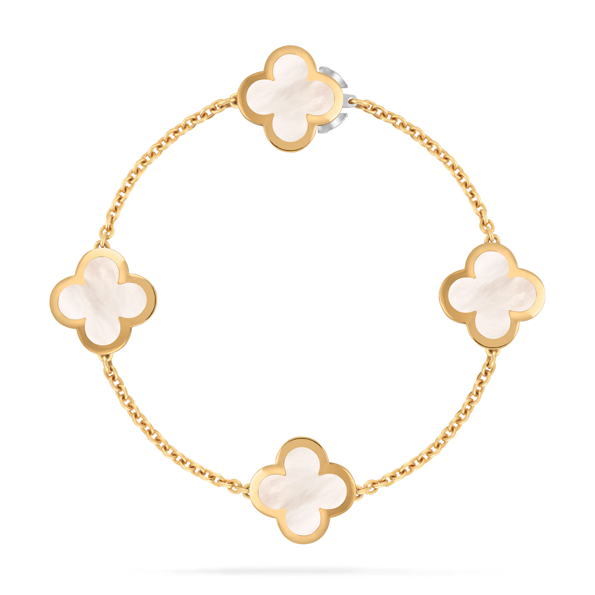 Van Cleef & Arpels Pure Alhambra 4 Motifs Mother-of-Pearl Bracelet 18K Yellow Gold