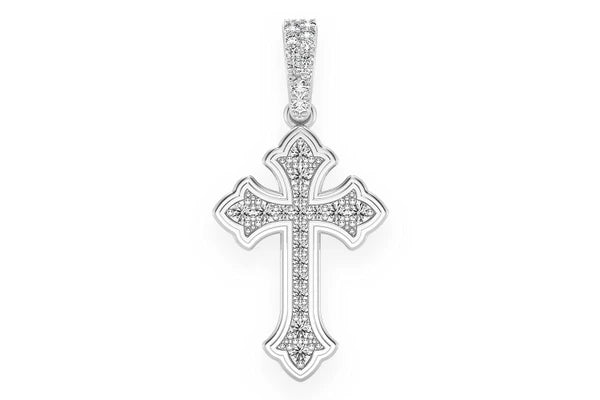 Erkals Jewellers Rounded Cross Pendant 18K Gold Diamond 0.25ctw