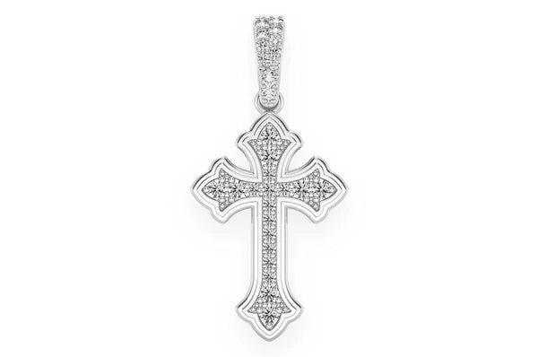 0.25ct Diamond Rounded Cross Pendant 18K Solid Gold