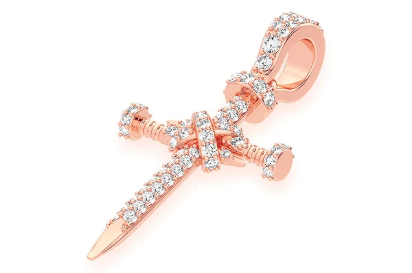 0.50ct Diamond Nail Cross Pendant 18K Solid Gold