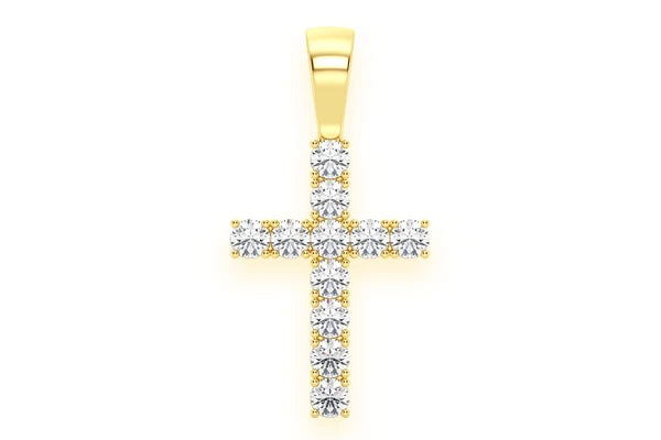 Erkals Jewellers One Row Basket Cross Pendant 18K Gold Diamond 3.75ctw