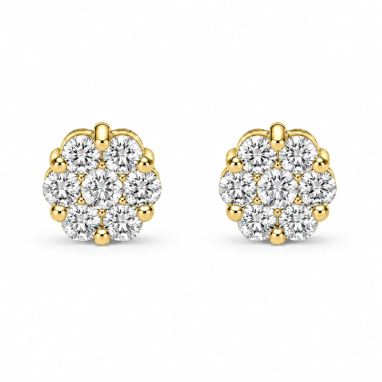 Erkals Jewellers Flower Stud Earrings 18K Gold 0.75ctw