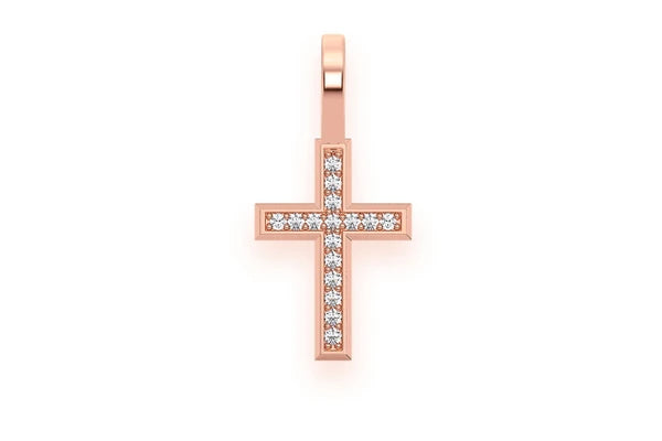 Erkals Jewellers Angled Cross Pendant 18K Gold Diamond 0.05ctw