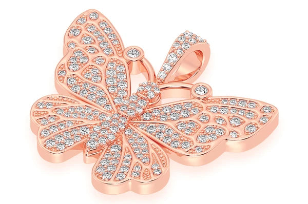 Pendentif diamant papillon 1,00 ct en or massif 14 carats