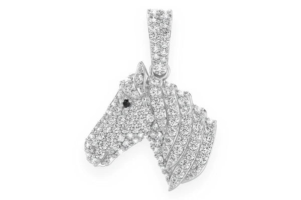 Pendentif tête de cheval diamant 0,60 ct en or massif 14 carats