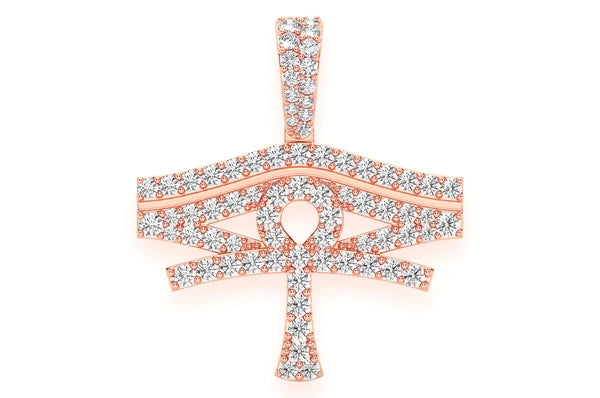 1.40ct Diamond Eye Of Ra Pendant 18K Solid Gold