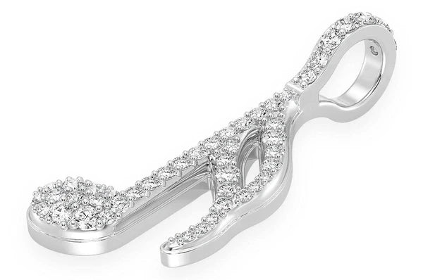 0.50ct Diamond Semiquaver Musical Note Pendant 18K Solid Gold