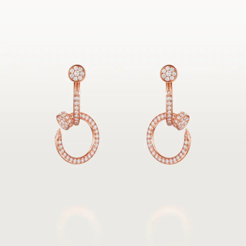 Cartier Juste un Clou Earrings Double Semi-Paved Diamonds 18K Rose Gold