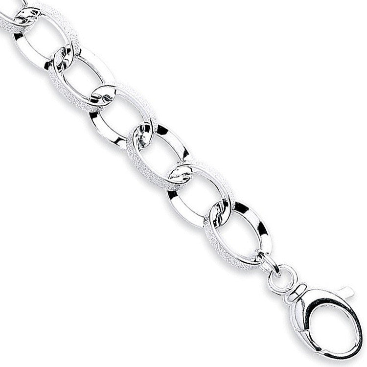 Silver Fancy Oval Link Bracelet - Silver