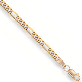 Yellow Gold Rhodium Plated Figaro Anklet - 9ct Gold