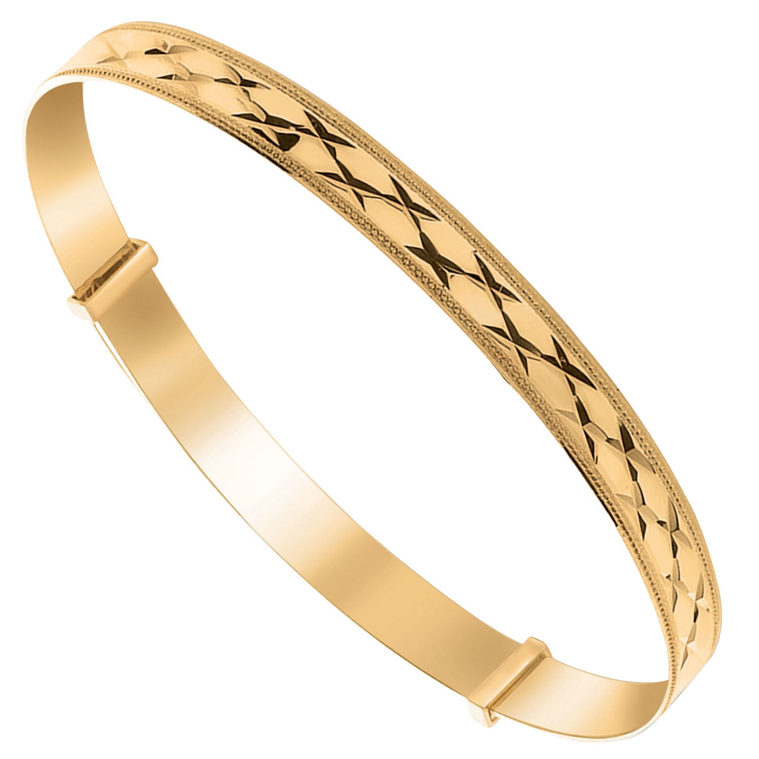 Yellow Gold D/C Expandable Slave 5mm Bangle - 9ct Gold