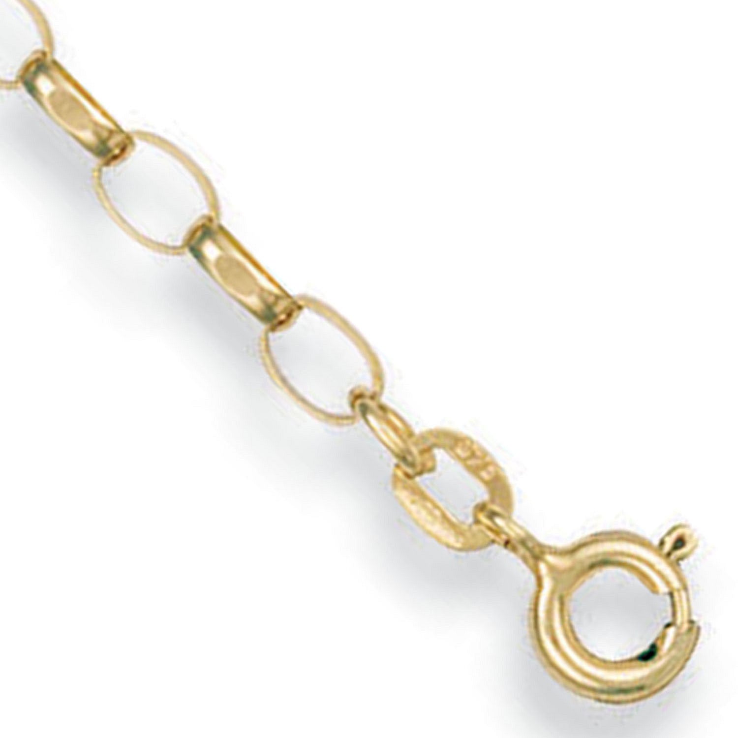 Yellow Gold 3.1mm Open Diamond Cut Oval Belcher Chain - 9ct Gold
