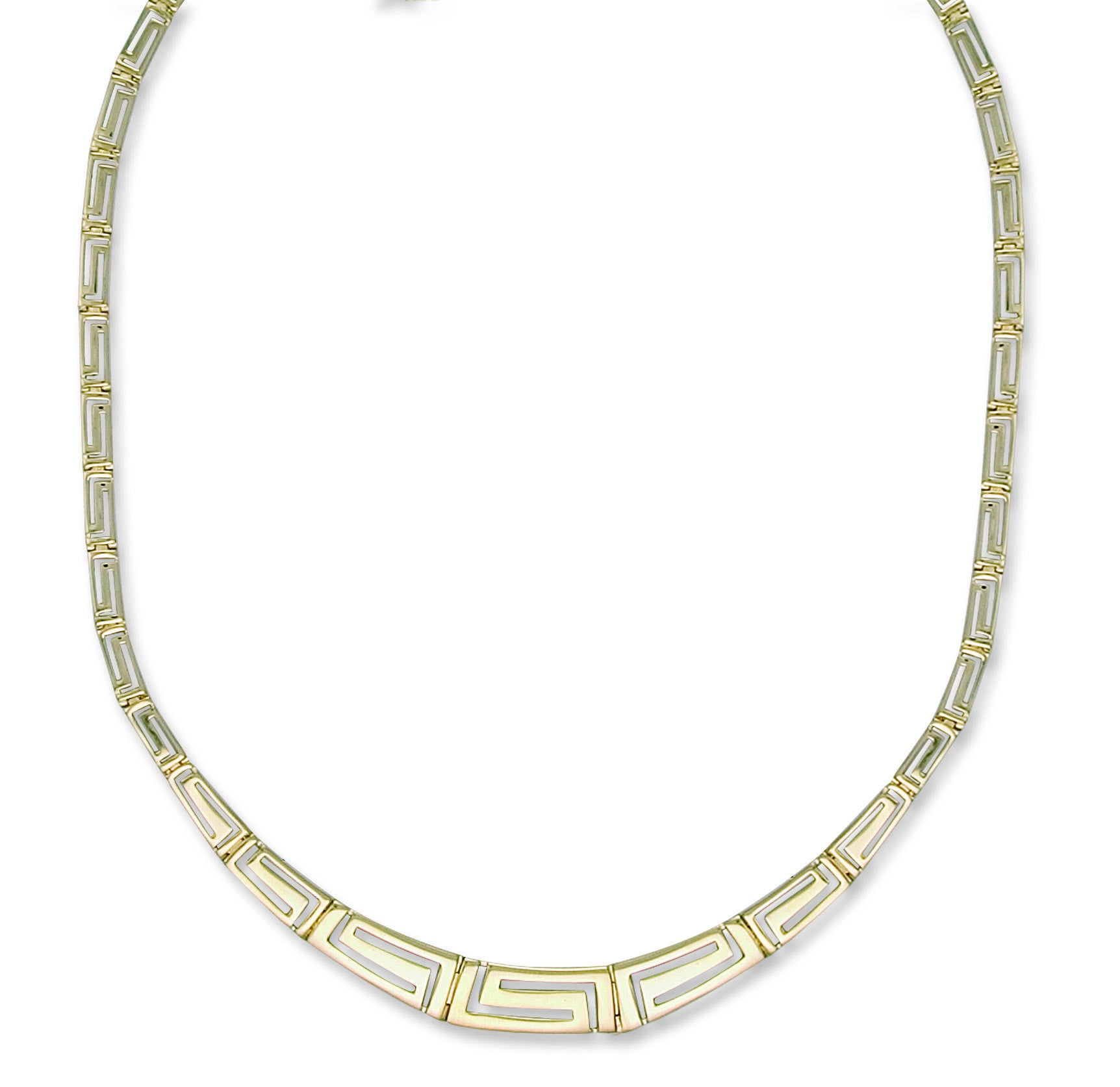 Yellow Gold Greek Key Graduated Collarette/Non Graduated Bracelet