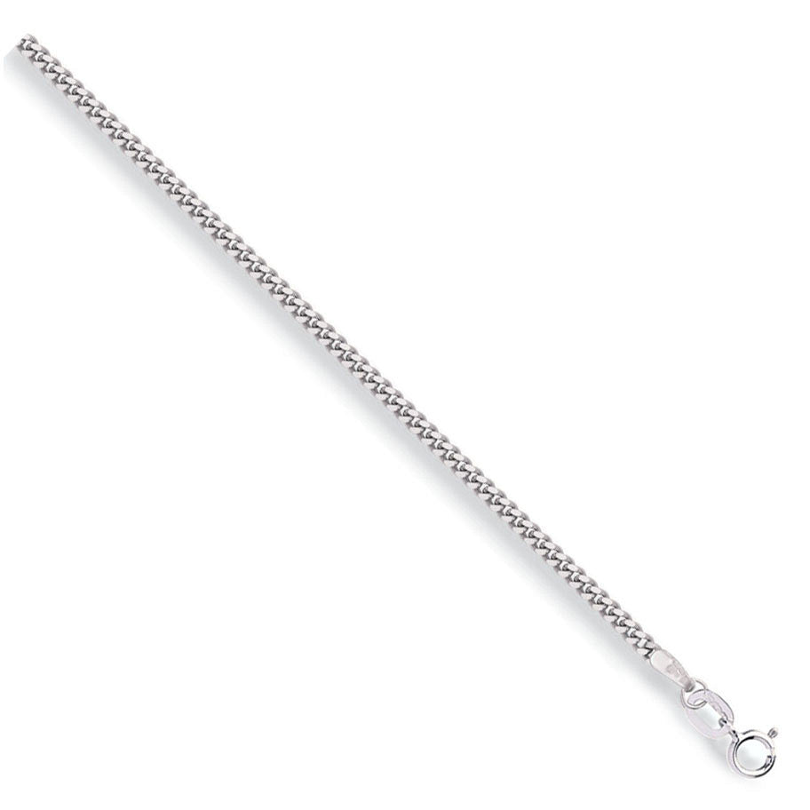 White Gold 2.0mm Traditional Classic Curb Chain - 9ct Gold