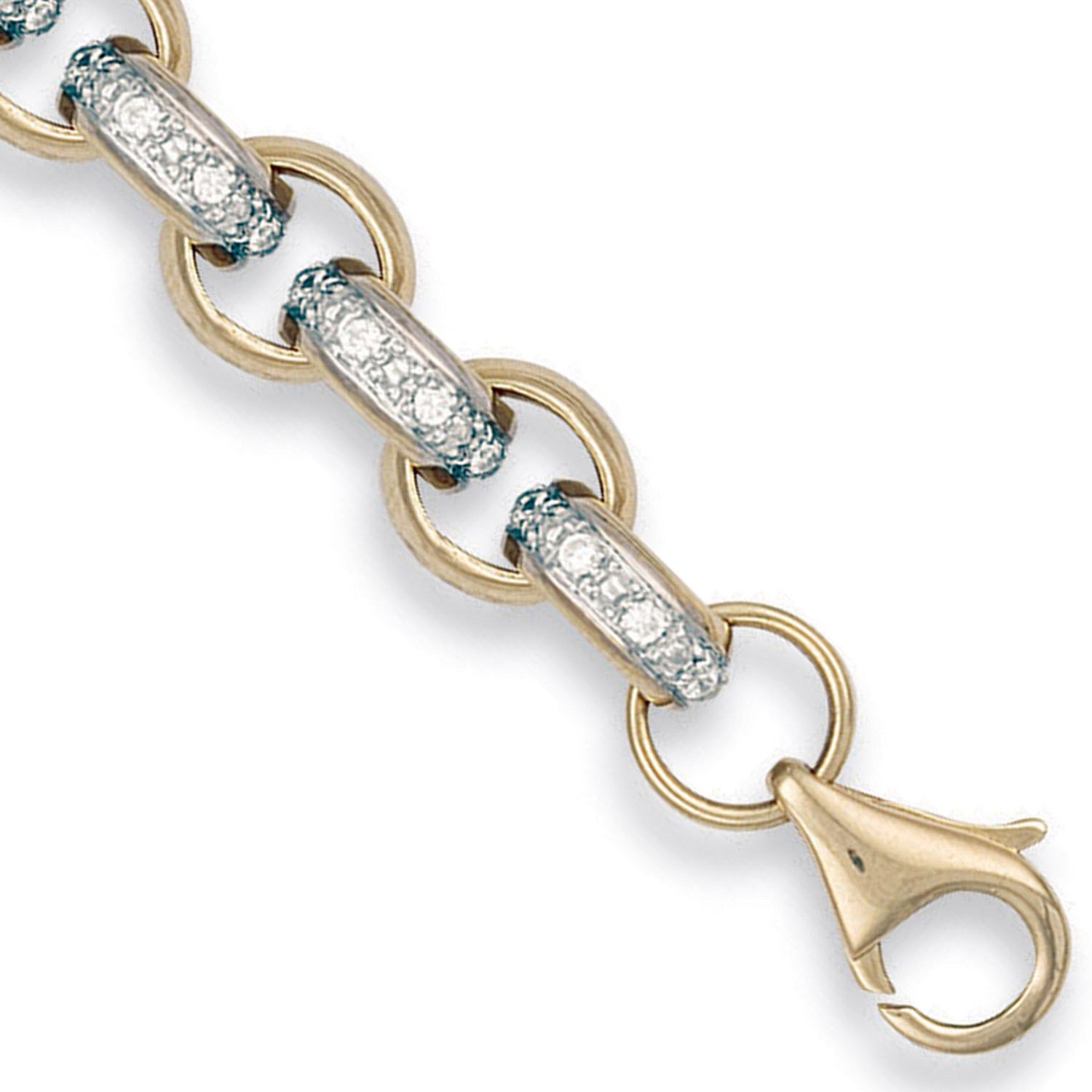 Yellow Gold 10.0mm Plain & Cubic Zirconia Belcher Chain - 9ct Gold