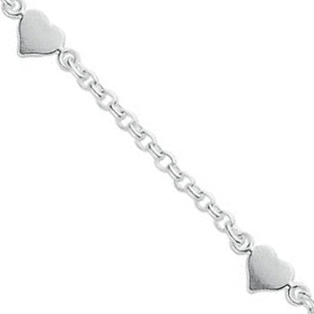 Silver Hearts Baby 6" Bracelet - Silver