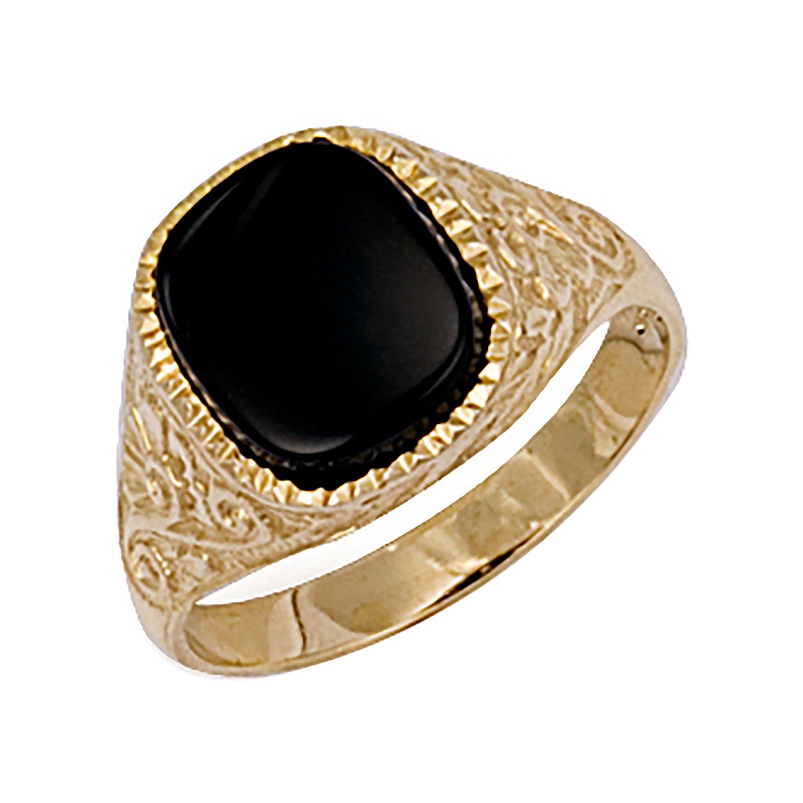 Yellow Gold Patterned Side Ring - 9ct Gold