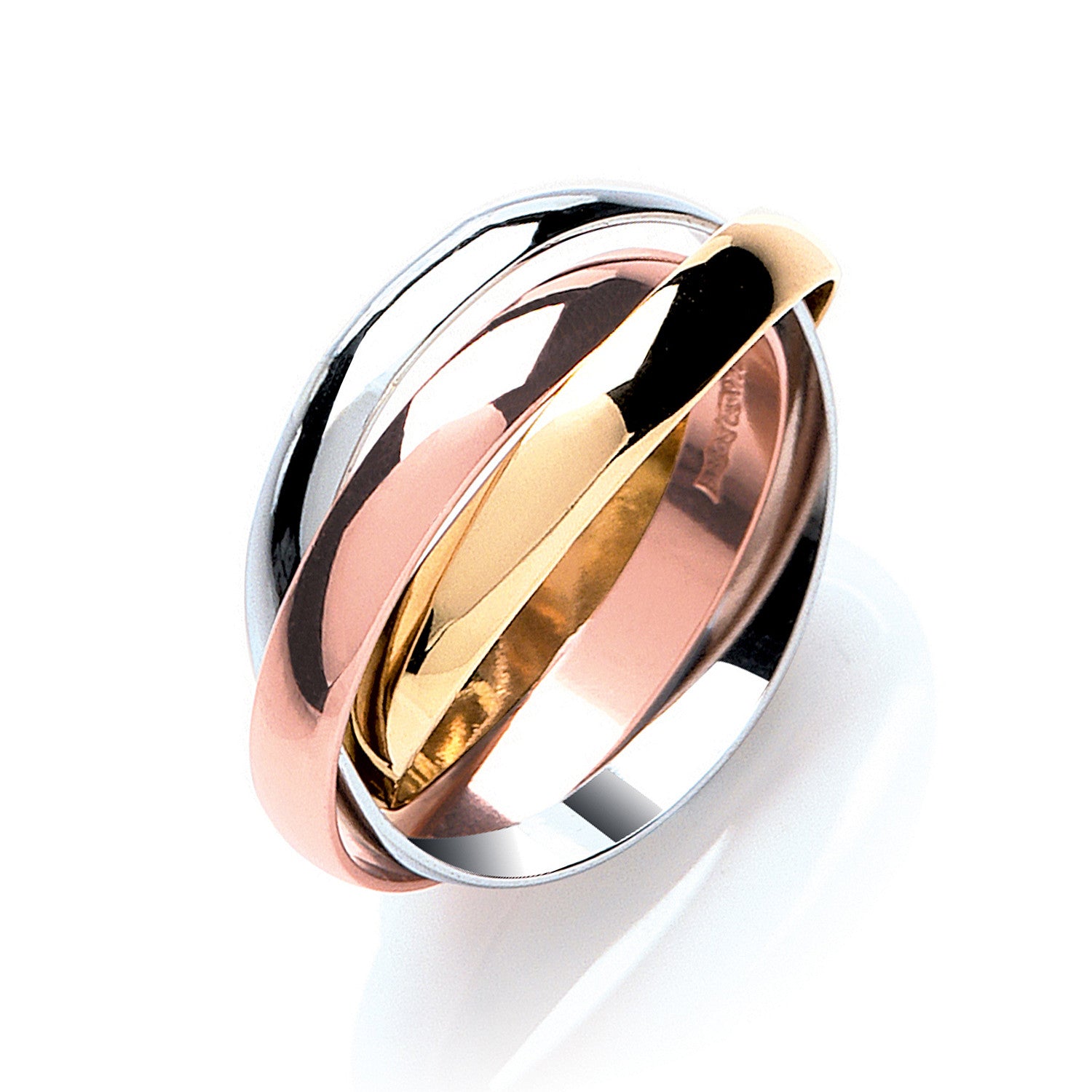 Yellow White & Rose Gold 3mm Russian Wedding Band - 9ct Gold
