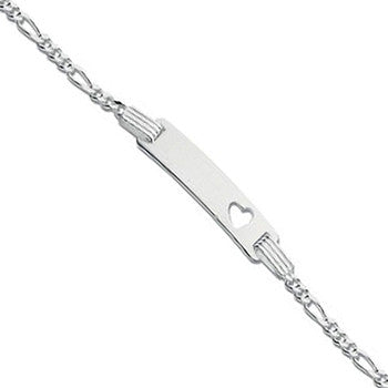 Silver Heart ID Baby 6" Bracelet - Silver