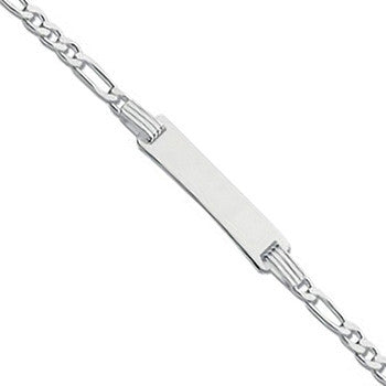 Silver Figaro ID Baby 6"/Ladies 7" Bracelet - Silver