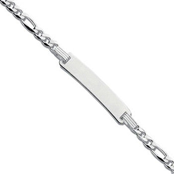 Silver Figaro ID Baby 6"/Ladies 7" Bracelet - Silver