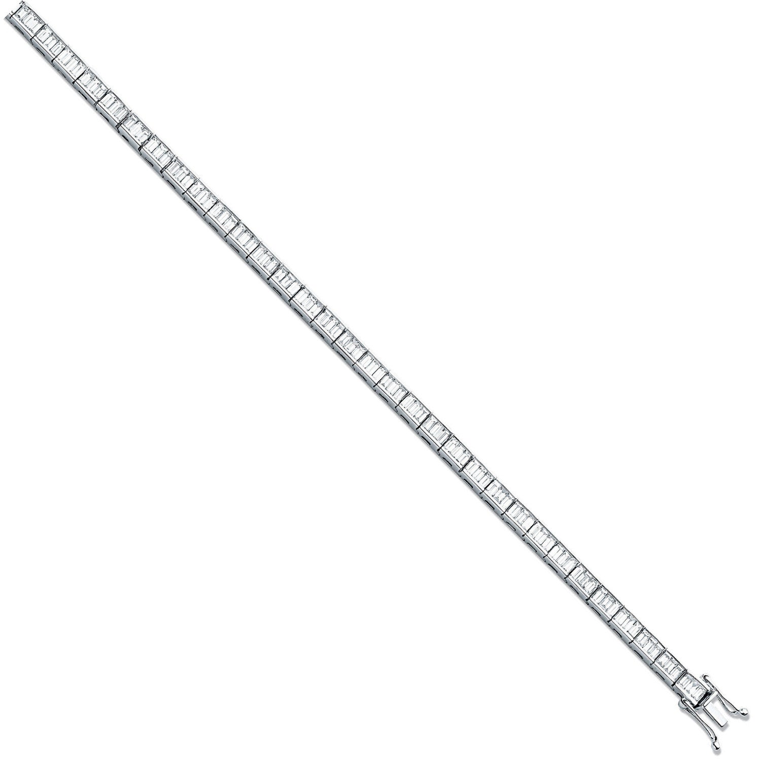 18ct White 5.00ct Baguette Cut Diamond Bracelet - 18ct Gold