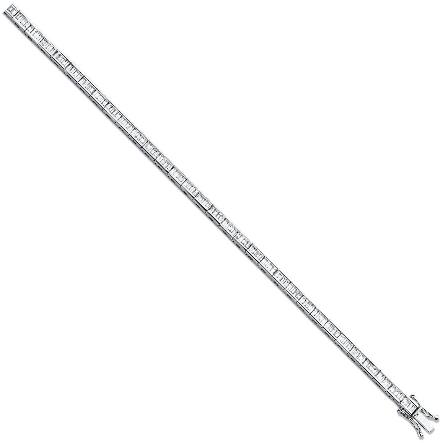 18ct White 3.00ct Baguette Cut Diamond Bracelet - 18ct Gold