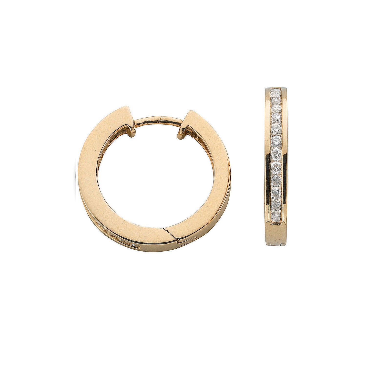 9ct Yellow Gold 0.50ct Diamond Hoop Earrings - 9ct Gold
