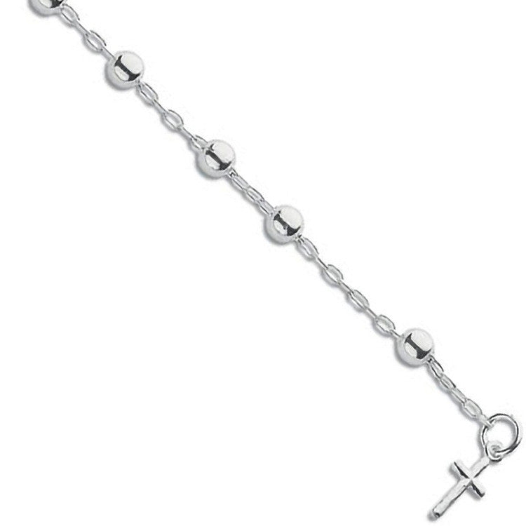 Silver Fancy Cross Drop Bead Bracelet - Silver