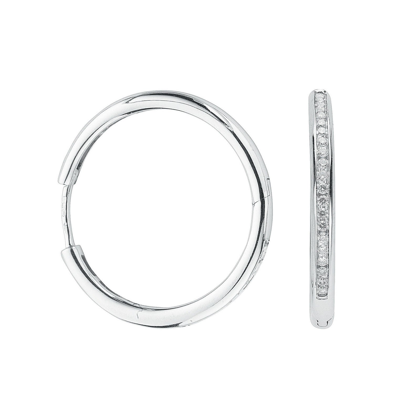 9ct White Gold 0.50ct Diamond Hoop Earrings - 9ct Gold