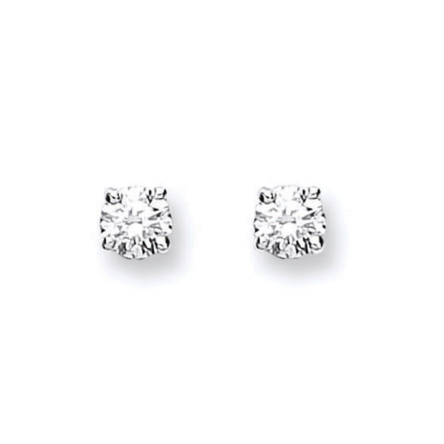 18ct White Gold 0.25ct Claw Set Diamond Stud Earrings - 18ct Gold