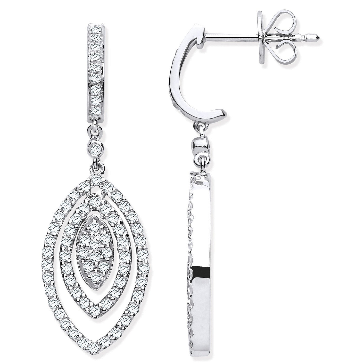 9ct White Gold 1.00ct Diamond Drop Earrings - 9ct Gold