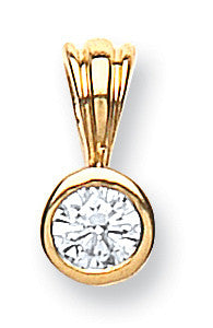 18ct Yellow Gold 0.15ct Rubover Set Diamond Solitaire Pendant - 18ct Gold