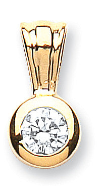 18ct Yellow Gold 0.25ct Rubover Set Diamond Solitaire Pendant - 18ct Gold