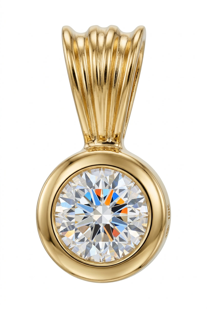 18ct Yellow Gold 0.25ct Rubover Set Diamond Solitaire Pendant