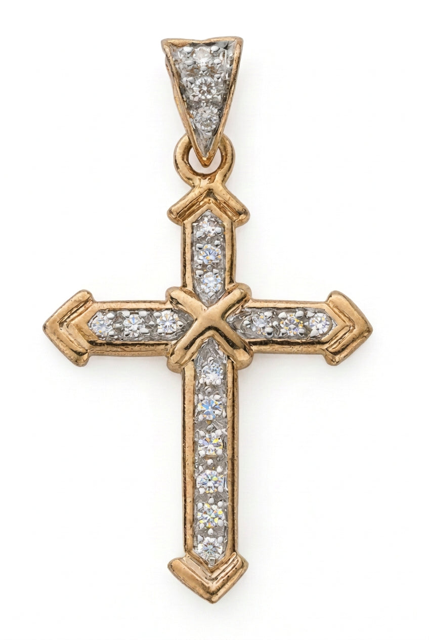 9ct Yellow Gold 0.18ct Diamond Cross