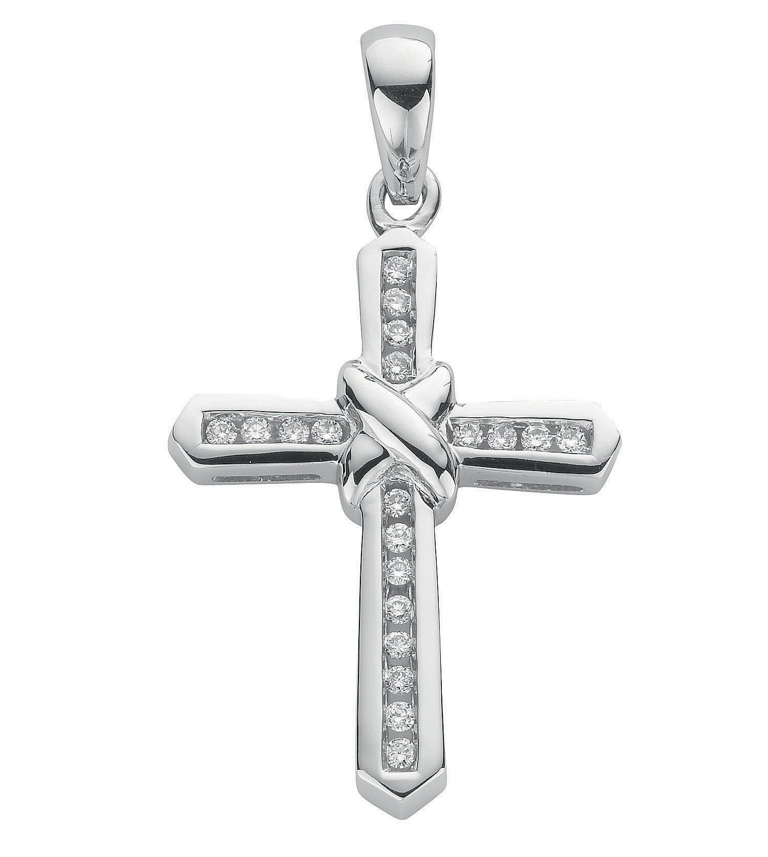 9ct White Gold 0.25ct Diamond Cross - 9ct Gold