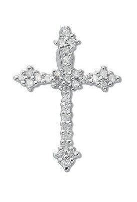 9ct Whte Gold 0.25ct Diamond Cross