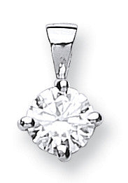 18ct White Gold 0.25ct Claw Set Diamond Solitaire Pendant - 18ct Gold