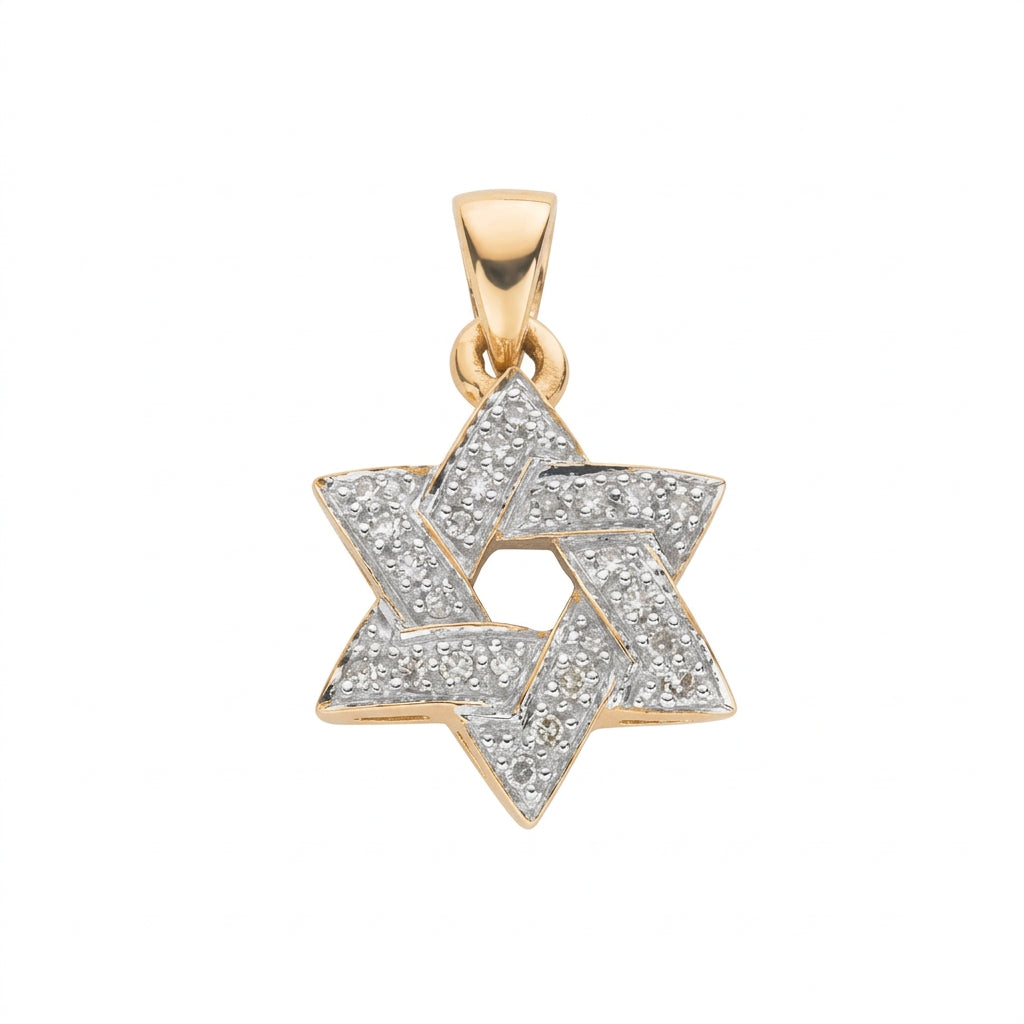 9ct Yellow Gold 0.15ct Diamond Star of David Pendant