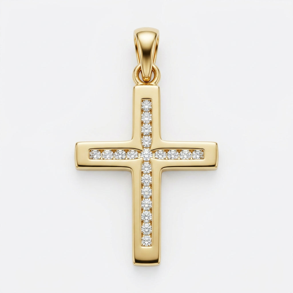 9ct Yellow Gold 0.15ct Diamond Cross