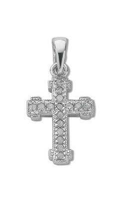 9ct White Gold 0.06ct Diamond Cross - 9ct Gold