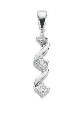 9ct White Gold 0.15ct Diamond Trilogy Pendant - 9ct Gold