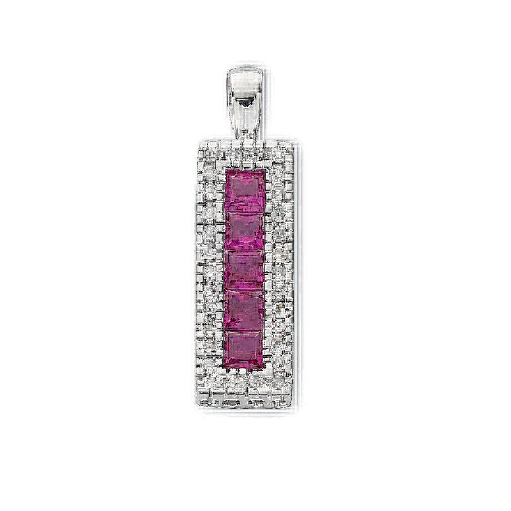 9ct White Gold 0.16ct Diamond & 0.70ct Ruby Drop Pendant - 9ct Gold