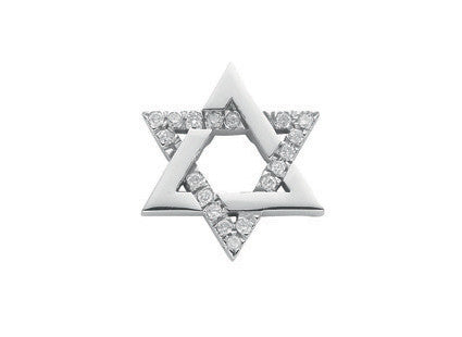 9ct White Gold 0.10ct Diamond Star of David Pendant - 9ct Gold