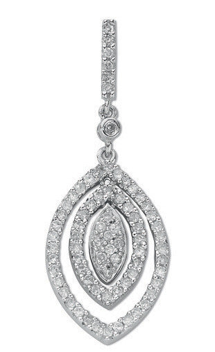 9ct White Gold 0.50ct Diamond Drop Pendant - 9ct Gold