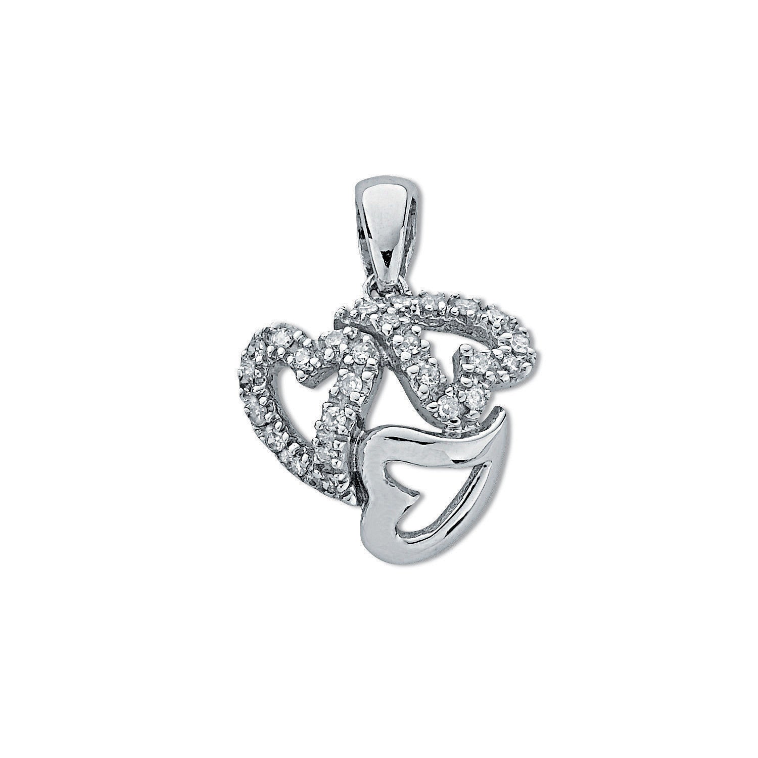 9ct White Gold 0.13ct Diamond Heart Pendant - 9ct Gold